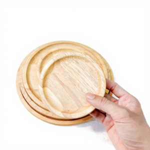 Plato Redondo de Madera para Servir, Diseño Minimalista Hecho a Mano, Patrón de Grano de Madera Natural, Platos y Vajillas - Product Image 4