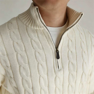 Maglioni da <span class=keywords><strong>Uomo</strong></span> Casual <span class=keywords><strong>Slim</strong></span>-<span class=keywords><strong>Fit</strong></span> di Alta Qualità Personalizzati, 100% Cotone Traspirante, Taglie Grandi, Pullover Invernale con Cerniera, Tinta Unita - Product Image 3