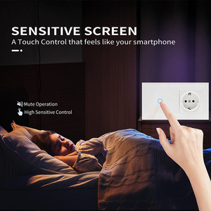 เต้ารับสวิตช์แบบสัมผัสมาตรฐานยุโรปพร้อมพอร์ต USB แผงกระจกนิรภัย สายไฟเส้นเดียว 157 Ww01y C - Product Image 4