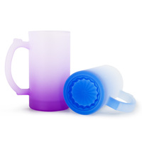 Tasse en verre dépoli ébauches de sublimation 16oz dégradé de couleur tasse en verre à bière avec poignée gobelets personnalisés