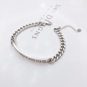 Pulsera de Plata de Ley S925 con Grabado de Cara Sonriente, Diseño de Cadena, Fácil de Usar, Joyería Unisex para Uso Diario - Product Image 2