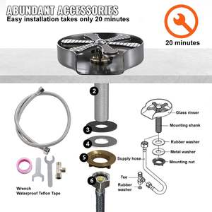 Enjuagador de Vasos Giratorio 360 Grados de Acero Inoxidable 304 para Fregadero de Cocina, Venta al por Mayor - Product Image 5