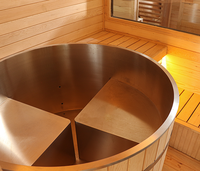 Auf Lager: Western Red Cedar Außensauna mit Panoramafenster, Sauna-Kaltwasserbecken-Kombination für Villen