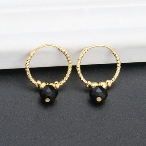 Boucles d'oreilles créoles JXX tendance plaquées or 24 carats avec perles de zircon colorées, cadeau idéal pour femme - Product Image 5