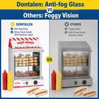 Machine à hot-dogs électrique commerciale Dontalen en acier inoxydable 304 avec chauffe-pains et verre anti-buée, personnalisable avec logo
