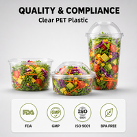 Contenants alimentaires transparents hermétiques avec couvercles, personnalisables avec logo, 8/12/14/16/24/32 oz, pour salades, fruits, desserts