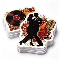 Autocollants de danse Haoxuan Tango en vinyle PVC blanc, silhouettes de danseurs, microphones, graphiques de salle de bal, finition mate, UV sélectif, imperméables