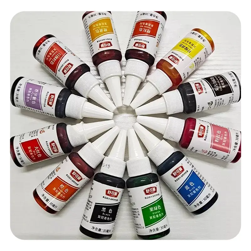 Fourniture d'usine colorant alimentaire 12 couleurs de Gel 30ml paquet de bouteilles couleurs de glaçage Pigment pour la décoration de gâteaux fondants