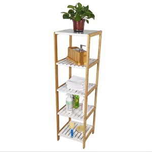 Estante de madera para <span class=keywords><strong>escalera</strong></span> de <span class=keywords><strong>baño</strong></span>, accesorio personalizado multifuncional de bambú, organizador para el hogar, gran oferta - Product Image 1
