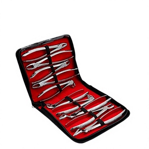 BK Industries Ensemble de forceps d'extraction dentaire, argenté, poignée moletée, manuel, instruments chirurgicaux de classe I, 12 positions de mâchoires, étui rouge - Product Image 3