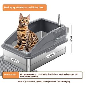 Bac à litière pour chat intelligent en acier inoxydable extra large avec bassin carré efficace pour le nettoyage de la litière pour chat - Product Image 6