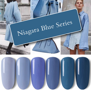 AILANUO 6 colores 15ml Haze Blue series Juego de pegamento para esmalte de uñas, azul cielo pequeño juego de esmalte de uñas, pegamento de fototerapia extraíble - Product Image 2