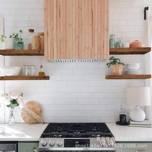 <b>Wall</b> <b>Mounted</b> Wooden Storage <b>Shelf</b> Rectangle 2 Tier Rustic Style For Bedroom Bathroom Easy Cleaning - Product Image 2