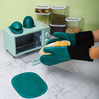 Guante de Cocina de Silicona y Algodón Resistente al Calor, Anti-Quemaduras, para Horno y Microondas, para Hornear y Cocinar