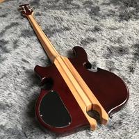 Guitare basse à 4 cordes de style ALEM personnalisée, manche traversant le corps, découpe en forme de cœur en bas
