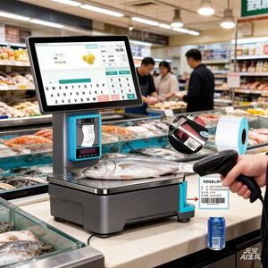AI 바코드 라벨/POS 계산대 통합 저울, 고정밀 바코드 라벨 저울, AI 계량 바코드 라벨 인쇄 - Product Image 1