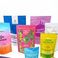 Sacs d'emballage personnalisés de qualité alimentaire, pochettes verticales refermables à fermeture éclair en plastique Mylar Doypack pour poudre, suppléments, collations et bonbons
