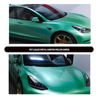 Film vinyle liquide métallisé PVC brillant de haute qualité 1,52 m x 18 m, vert melon d'hiver, pour emballage automobile, autocollant auto-adhésif à changement de couleur
