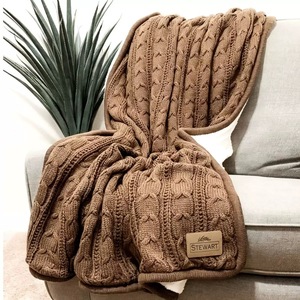 Manta de punto de algodón de alta calidad al por mayor, suave y acogedora, de 50*60 pulgadas, de forro polar, sencilla para el hogar en invierno. - Product Image 2