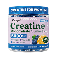 Gummies de créatine monohydrate OEM/ODM 5000mg + Collagène 500mg + Vitamine D3 20mcg Non-OGM Végétaliennes pour la récupération musculaire et la beauté des femmes