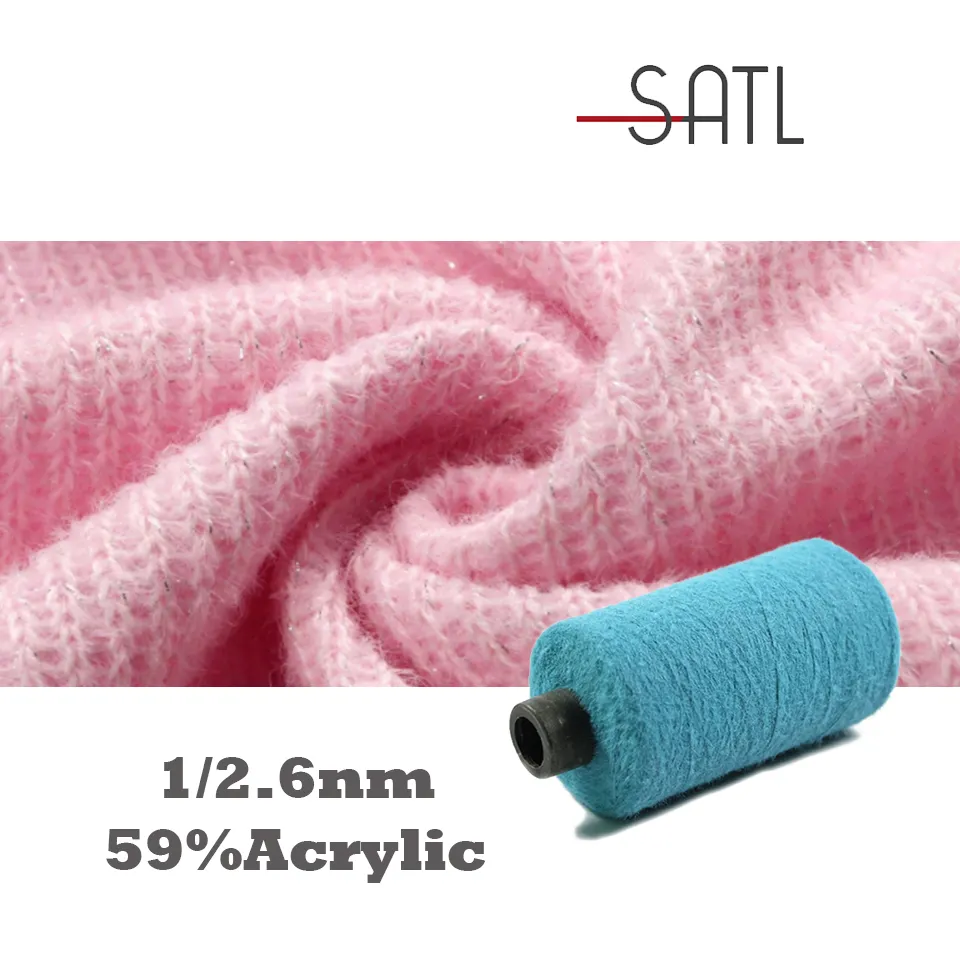 Toptan satış 1/2.6nm % 59% akrilik 21% Polyester % 13% polyamid 6% yün 1% viskon karışımlı örgü ipliği satılık