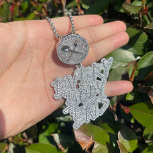 Hip Hop Zinc 15mm Cadena cubana y colgante de rey Collar de plata de oro para <span class=keywords><strong>novio</strong></span> - Product Image 4