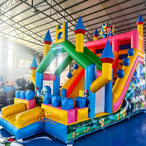 Grand château gonflable combiné pour enfants et adultes, usage commercial extérieur, avec toboggan gonflable pour fêtes - Product Image 3