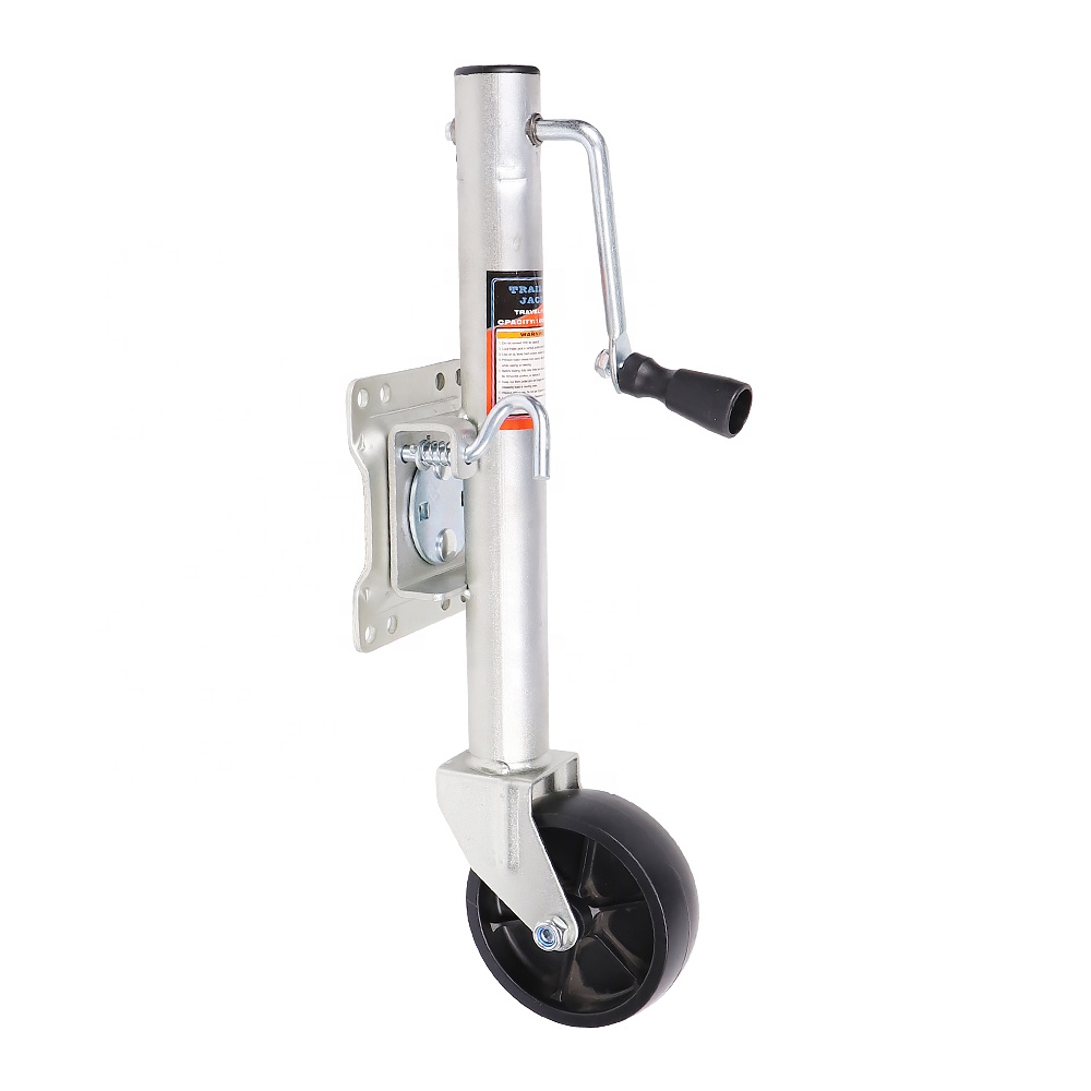 High Quality 1000 lbs Capacity Swirl Jack Caster Single Wheel Trailer Jack with Side Handle