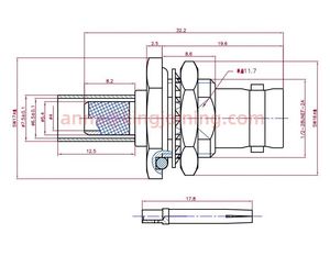 NB9 <span class=keywords><strong>BNC</strong></span> gran ventana Hexagonal impermeable pared-penetrante hembra RG58 RG142 dedicado conector RF de cobre - Product Image 6