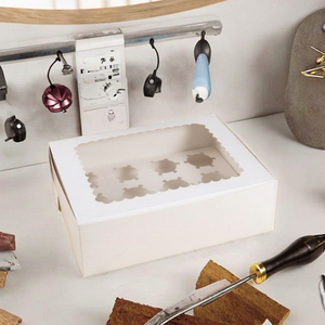 <b>Cupcake</b> Containers with Clear Window and Treat Holder Paperboard Matt Lamination Food Safe Folders Style - Product Image 3