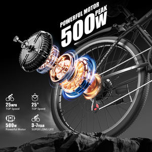 Vélo électrique de 500W avec assistance au pédalage Suspension complète Cycle de 50 <span class=keywords><strong>km</strong></span>/<span class=keywords><strong>h</strong></span> Batterie au lithium de 250W Excellent vélo électrique de 50 <span class=keywords><strong>km</strong></span>/<span class=keywords><strong>h</strong></span> - Product Image 2