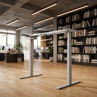 Bureau debout ergonomique intelligent en acier inoxydable à hauteur réglable, 3 niveaux, double moteur, cadre de bureau moderne, vente chaude OEM/ODM