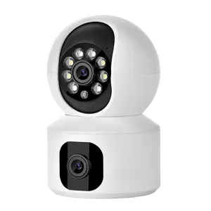 중국 공급 업체 4mp HD 카메라 듀얼 렌즈 와이파이 카메라 사람 감지 보안 돔 카메라