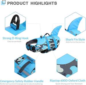 Gilet flottant personnalisé Qiqu <span class=keywords><strong>pour</strong></span> petits chiens moyens et grands avec poignée et réfléchissant, gilet <span class=keywords><strong>de</strong></span> sauvetage <span class=keywords><strong>pour</strong></span> <span class=keywords><strong>chien</strong></span> gilet <span class=keywords><strong>de</strong></span> sauvetage <span class=keywords><strong>pour</strong></span> <span class=keywords><strong>chien</strong></span> requin - Product Image 2