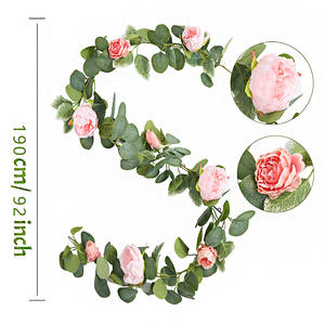 <span class=keywords><strong>หวาย</strong></span>ดอกโบตั๋นเทียม1.8เมตร<span class=keywords><strong>โต๊ะ</strong></span>รับประทานอาหารที่บ้านพื้นหลังตกแต่งใบยูคาลิปตัสจำลองพืชสีเขียวจำลอง - Product Image 6