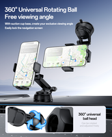 Support de téléphone de voiture Yesido C278 à ventouse télescopique, rotation à 360°, utilisation à une main