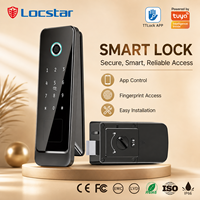 Cerradura Inteligente WiFi Locstar Tuya con Control Remoto, Huella Dactilar, Contraseña, Tarjeta, Inalámbrica, de Aluminio y Madera, Control por Aplicación, Tipo Bull Head