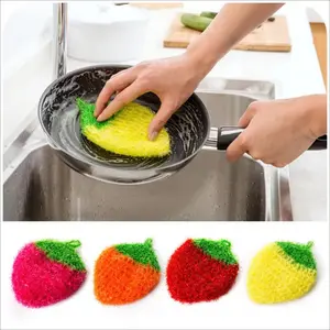 2024 Korea lovely strawberry fruit dishcloth acrylic polyester silk hand-crocheted dishcloth cleaning cloth