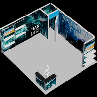 Stand d'exposition rétroéclairé à LED TianLang en forme de L 5x5m avec comptoir de réception