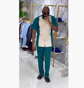 5 nuevos trajes étnicos populares <span class=keywords><strong>africanos</strong></span> para <span class=keywords><strong>hombres</strong></span> con camisa de manga corta bordada de alta calidad y pantalones largos conjunto de dos piezas - Product Image 6