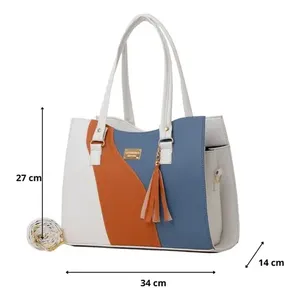 Fana Azyadeth da donna Casual bianco M3730 Tote Bag a quadri con motivo a forma di Saffiano con decorazione a due cinturini alla moda a buon mercato - Product Image 3