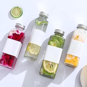 <span class=keywords><strong>Bottiglia</strong></span> in Vetro Quadrata Francese Trasparente <span class=keywords><strong>da</strong></span> 6oz 8oz 10oz 12oz 16oz 180ml 250ml 300ml 350ml 500ml per Succhi di Frutta con Tappo a Vite - Product Image 6