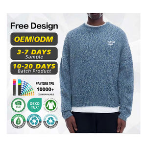 Usine de fabrication de pulls certifiée BSCI, logo personnalisé, laine et coton, col rond décontracté, pull court en tricot floqué, pull d'hiver pour homme - Product Image 1