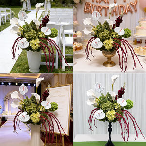 Arrangement floral en soie réaliste sur le thème festif, lys blancs et hortensias verts, accessoire de décoration de mariage - Product Image 2