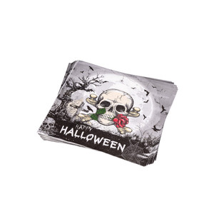 LOT DE 12 NAPPELS EN PAPIER TÉMOIGNAGE DE SANG D'Halloween, MOTIF CRANIALE, 16,5X16,5CM - Product Image 1