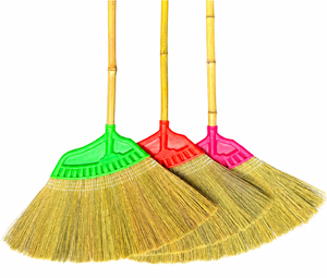 Balai écologique à manche en bambou, poils en herbe, tête en matériau végétal naturel, fibres naturelles moyennes, durable, pour usage domestique sur sols, 45 pouces - Product Image 3
