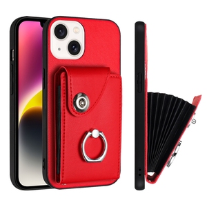 Funda de cuero con soporte y ranura para tarjetas con anillo de sujeción para iPhone 17 Air 16E 16 Plus 15 14 13 Mini 12 11 Pro Max XS XR 8 7 - Product Image 3
