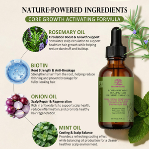 Olio Rinforzante per Capelli e Cuoio Capelluto al Rosmarino e Menta, Siero per la Crescita dei Capelli, Formula Botanica Naturale per Cuoio Capelluto Secco e Capelli Danneggiati - Product Image 3