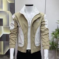 Veste bomber style coréen pour homme, coupe slim, courte, fine, avec fermeture éclair, imperméable, motif cœur, col montant, collection automne