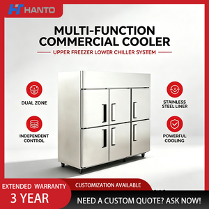 Congélateur vertical commercial, réfrigérateur de cuisine, congélateur 6 portes, double zone, acier inoxydable, refroidissement par air, réfrigérateur de restauration - Product Image 2